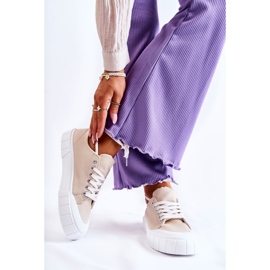 Damen Sneakers Beige kommt auf die Plattform 1