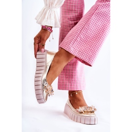 PA2 Lederballerinas auf Plattform mit goldener Ladette-Verzierung 2