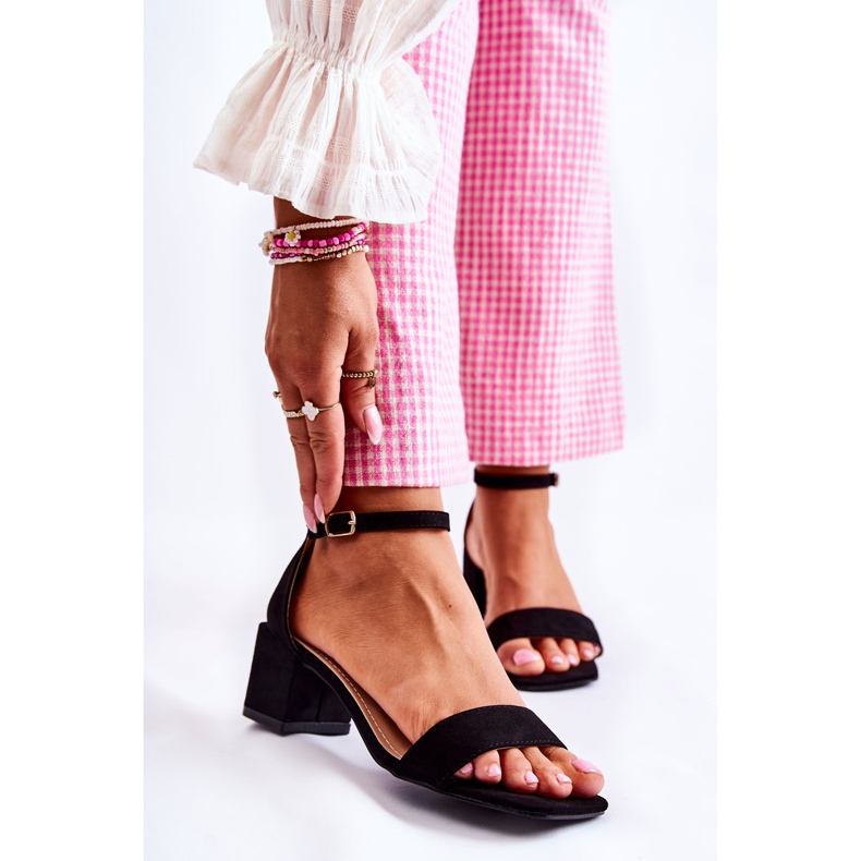 PA2 Damensandalen aus Wildleder mit hohem Absatz Schwarz Tellis 1