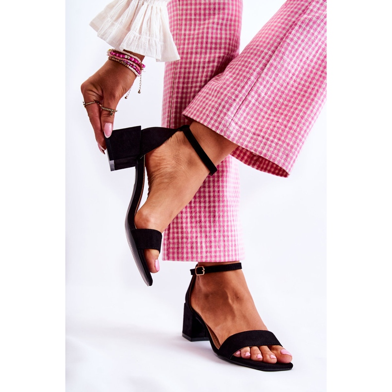 PA2 Damensandalen aus Wildleder mit hohem Absatz Schwarz Tellis 2