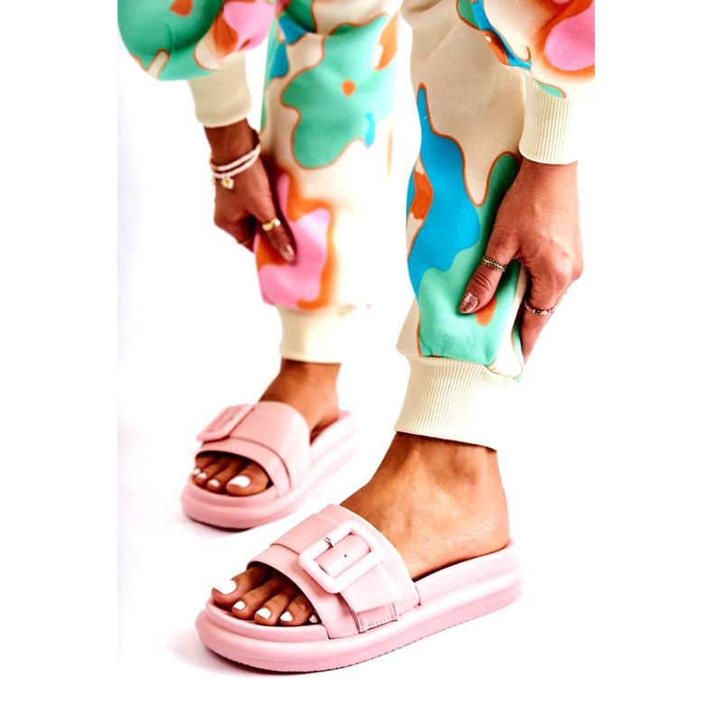 Damen-Flip-Flops mit Schnalle, Rosa 1