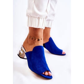 Damen-Slipper aus Wildleder mit Absatz Marineblau Marine 1