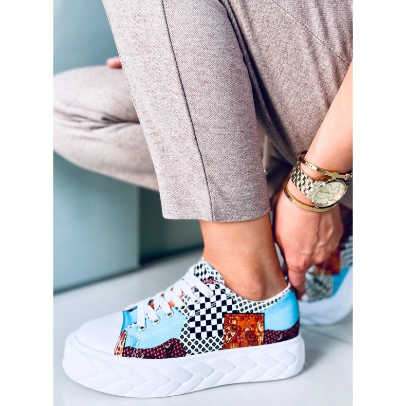 Madi Red Jacquard Weave Sneaker mit hoher Sohle mehrfarbig 1