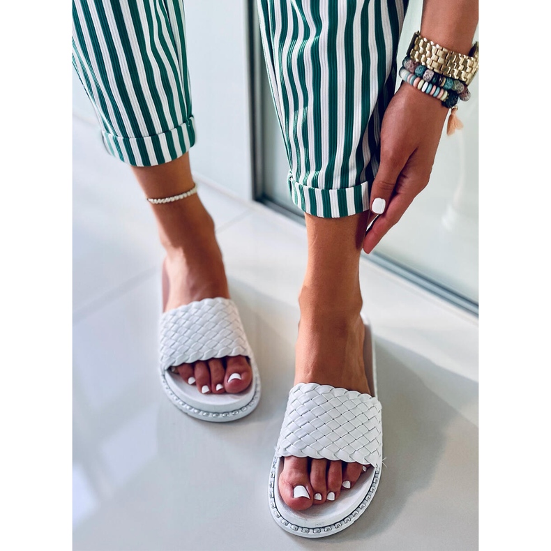 Edna White Damenhausschuhe weiß 2