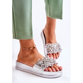 PG1 Damenhausschuhe auf der Plattform mit silbernen Almina-Ornamenten silber- 1