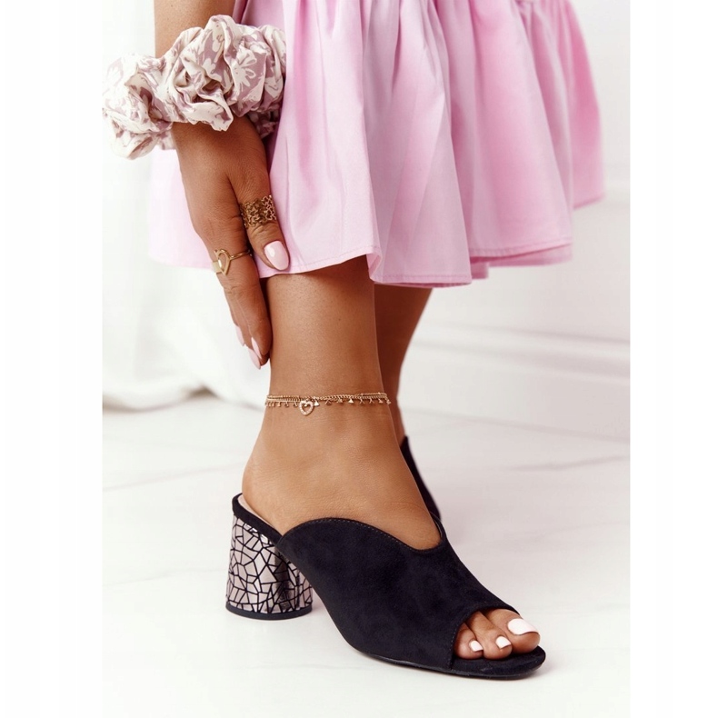 Wildledersandalen mit hohem Absatz S.Barski C420-15 Schwarz 3