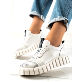 ARTIKER Weiße Mode Lederschuhe 1