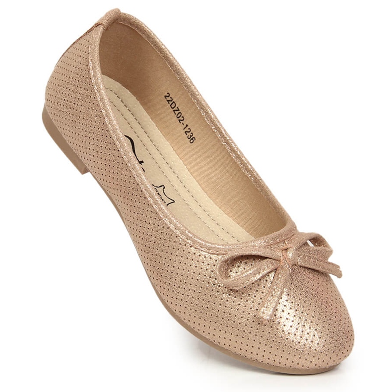 Ballerinas für Mädchen mit Schleife Rosa eVento golden 1