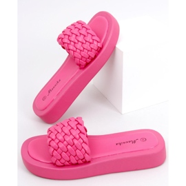 Sandaletten mit hohem Absatz und geflochtenen Elida Fushia-Streifen rosa 1