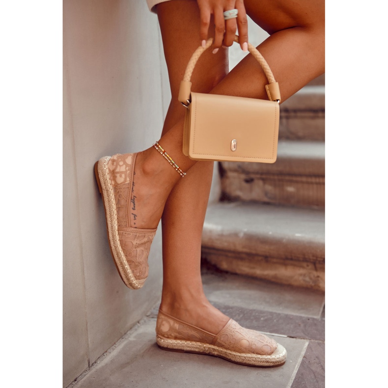 S.Barski Klassische durchbrochene Espadrilles für Damen Nude Catris beige 1