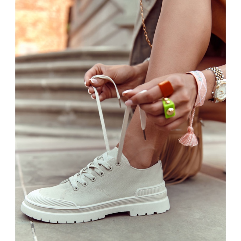 PS1 Damen Stoff Turnschuhe Hellbeige Parossa 1