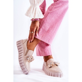 PA2 Slip-On-Sneakers aus Leder für Damen mit beigefarbener Mirana-Verzierung 2