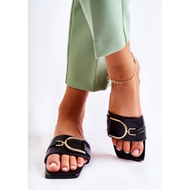 PG2 Klassische Lederhausschuhe für Damen mit schwarzer Shilla-Verzierung 1