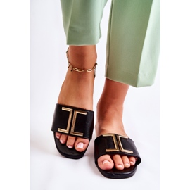 PG1 Klassische Lederhausschuhe für Damen mit schwarzem Marenen-Ornament 1