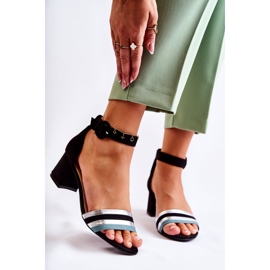 PG1 Modische Wildledersandalen auf einem niedrigen Absatz Schwarz Nallia blau silber- 1