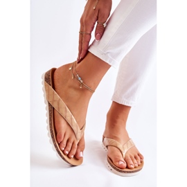 WJ2 Damen-Gummi-Flip-Flops Beige Torri 1
