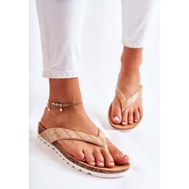 WJ2 Damen-Gummi-Flip-Flops Beige Torri 2
