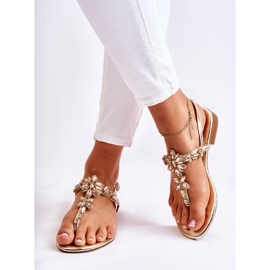 WS1 Damensandalen Flip-Flops mit Zirkonia Golden Solea 2