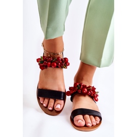 WS1 Modische Sandalen mit schwarzen Hally-Perlen rot 1