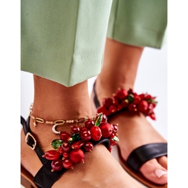 WS1 Modische Sandalen mit schwarzen Hally-Perlen rot 9