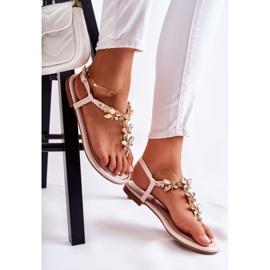 PG2 Modische Sandalen Flip-Flops mit Schmetterlingen hellbeige Jennissa 1