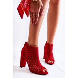 WT1 Rote Jenissa-Stiefel aus durchbrochenem Wildleder 1