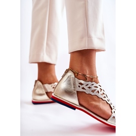 PA2 Leder leichte durchbrochene Sandalen Gold Alima golden 2