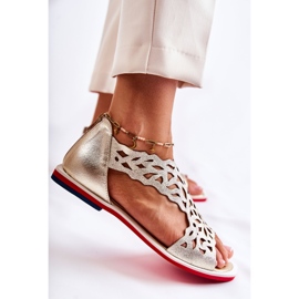 PA2 Leder leichte durchbrochene Sandalen Gold Alima golden 1