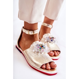 PA2 Ledersandalen für Damen mit goldener Nevassa-Verzierung 2