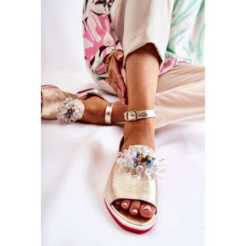 PA2 Ledersandalen für Damen mit goldener Nevassa-Verzierung 1