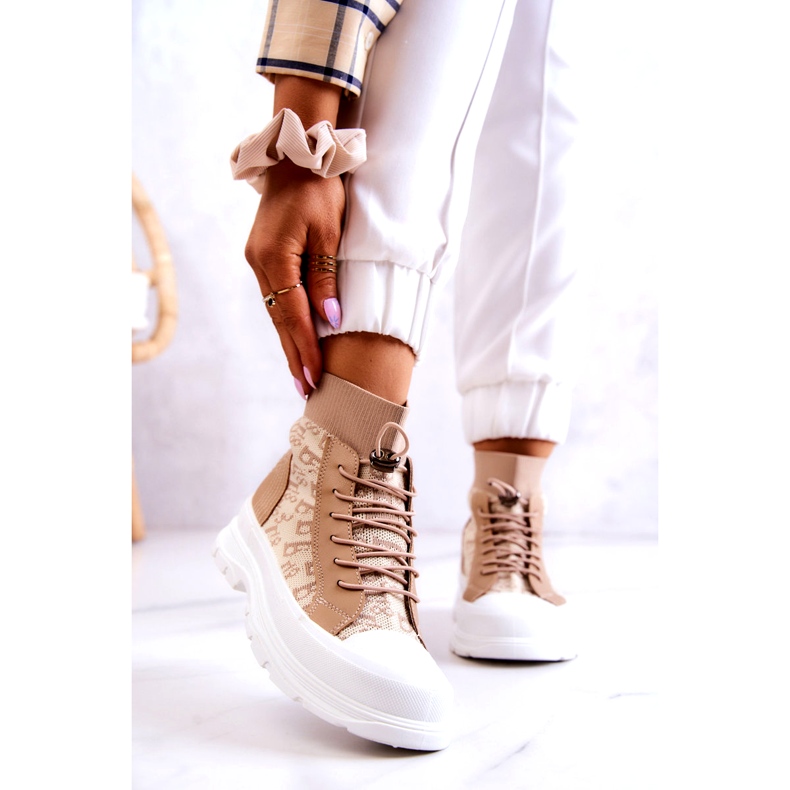 FW1 Modischer Sneaker High Sock Beige Collin 1