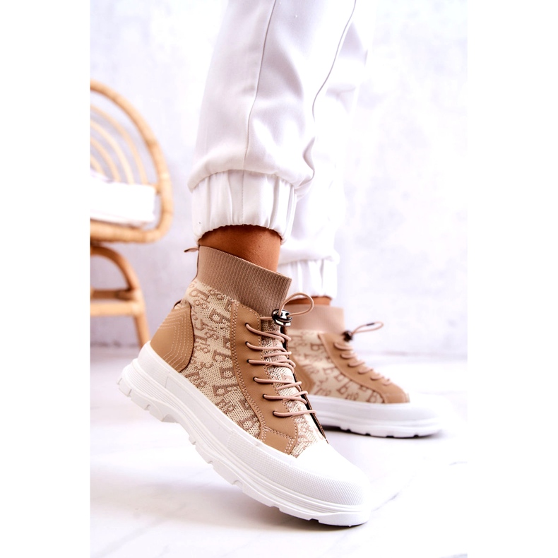 FW1 Modischer Sneaker High Sock Beige Collin 2