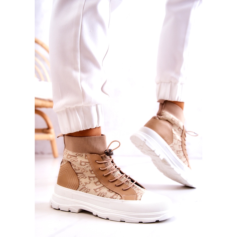 FW1 Modischer Sneaker High Sock Beige Collin 3
