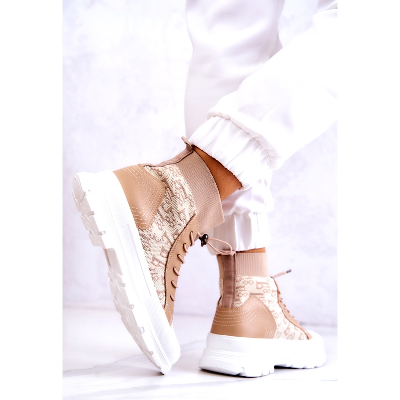 FW1 Modischer Sneaker High Sock Beige Collin 4