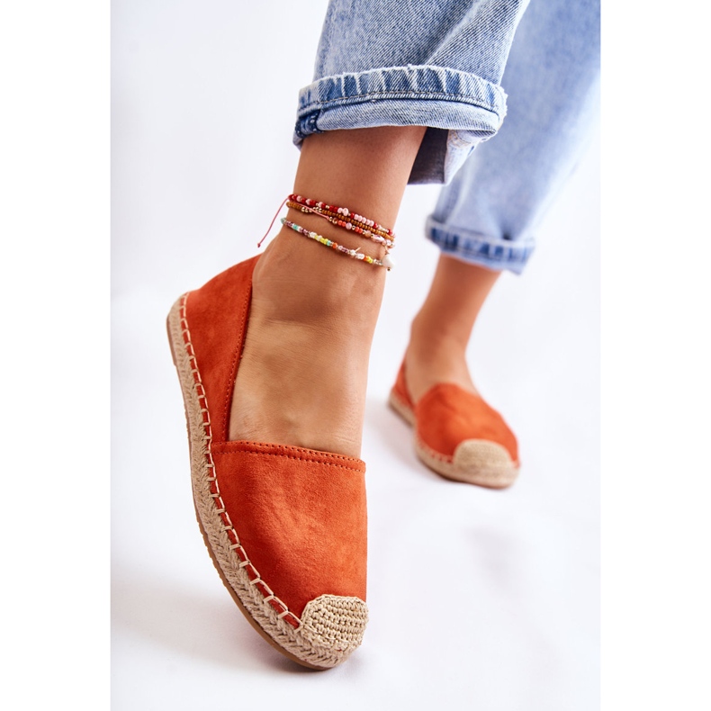 PG1 Klassische Damen-Espadrilles aus orangefarbenem Wildleder Clarice 1