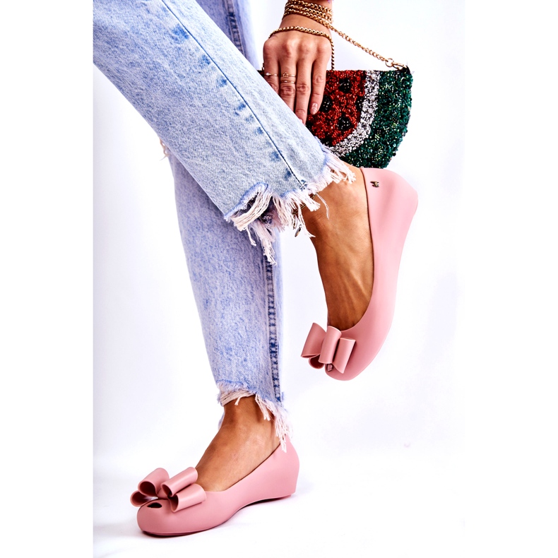 PH1 Gummi-Ballerinas für Damen mit einer Schleife in rosa Blümchen 3