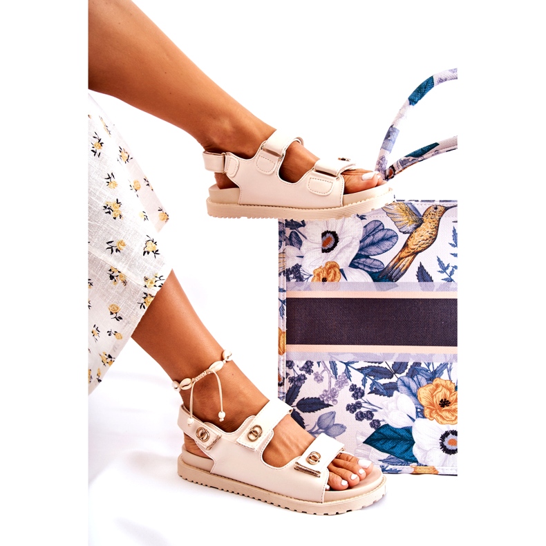 S.Barski Damen-Ledersandalen mit Verzierung, Beige 4