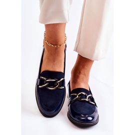 Klassische Loafer mit Kette Laura Messi 2531 Marineblau 1