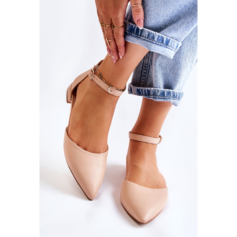 WD1 Ballerinas aus Leder für Damen in Spitz Beige Caprise 1