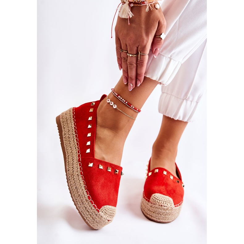 WT1 Damen-Espadrilles mit roten Laross-Nieten 1