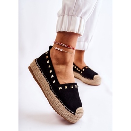 WT1 Damen-Espadrilles mit Nieten Schwarz Laross 2