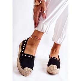 WT1 Damen-Espadrilles mit Nieten Schwarz Laross 1