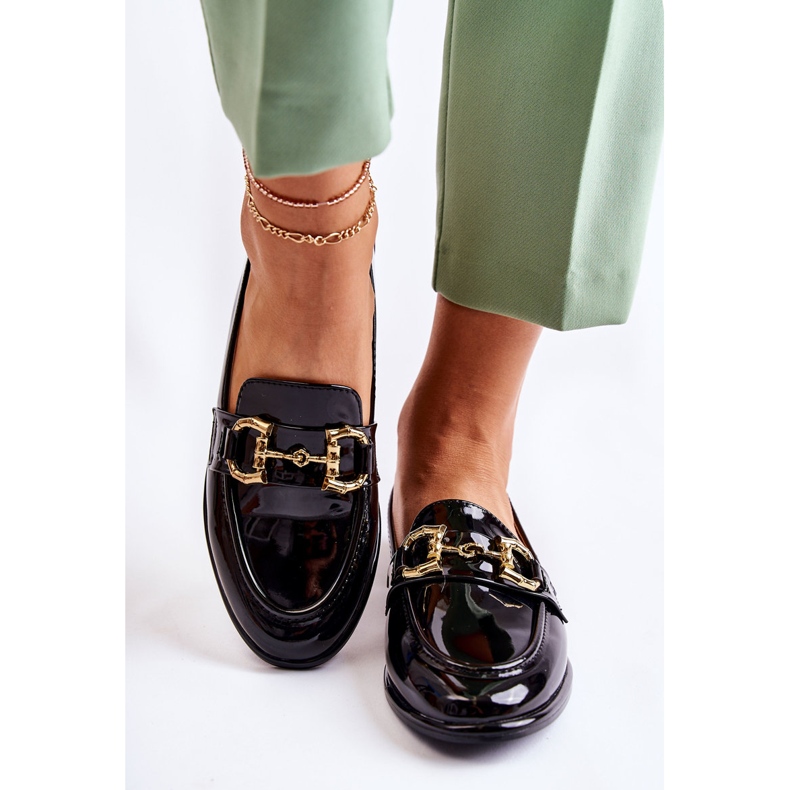 WS1 Schwarz lackierte Coriso-Mokassins für Damen 1