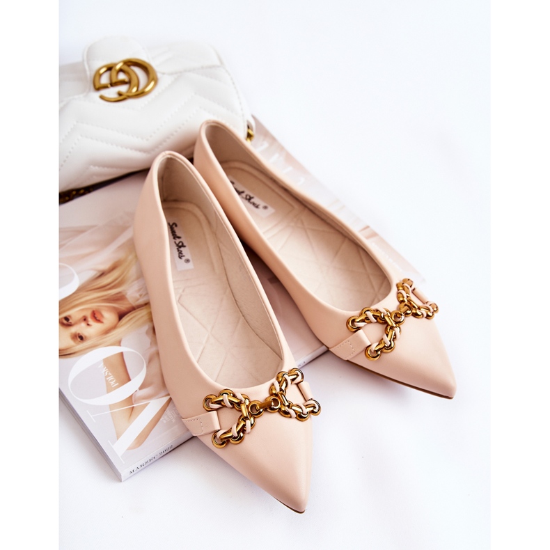 WS1 Ballerinas für Damen in Spitz mit beigem Carlos-Ornament 1