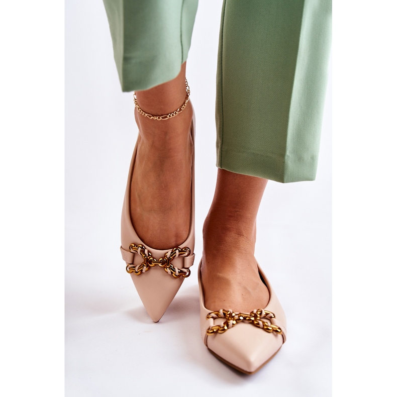 WS1 Ballerinas für Damen in Spitz mit beigem Carlos-Ornament 2