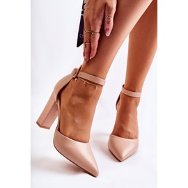 WS1 Lederpumps auf einem hohen Pfosten Beige Salira 1