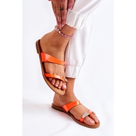 WS1 Lack-Flip-Flops für Damen Neon Orange Jimena 6