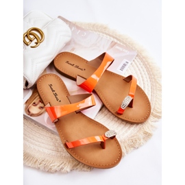 WS1 Lack-Flip-Flops für Damen Neon Orange Jimena 1
