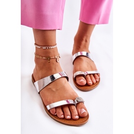 WS1 Silber lackierte Flip-Flops für Damen Jimena 2