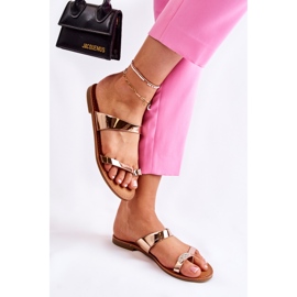 WS1 Lackierte Damen-Flip-Flops Pink Gold Jimena golden 1